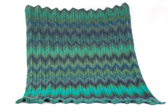 Hand Knit Baby Blanket Zig Zag Baby Blanket Chevron Baby