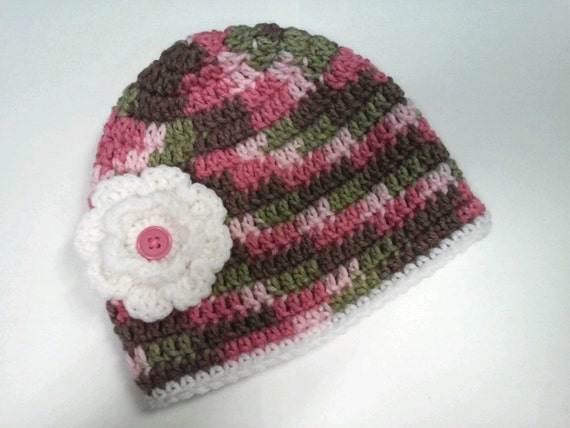 Items similar to Multicolored Pink Camo Beanie - Ready to Ship - Fits 1 ...