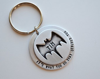Batman Keychain - Superhero Key Chain - Gifts for Him - Personalized Keychain Husband - Gifts for Son Brother Best Friend by PinkLemonDesign