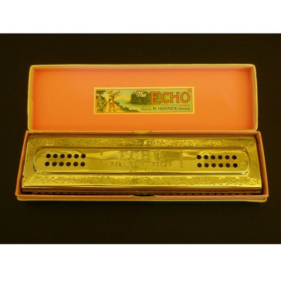 Echo Harp large tremolo harmonica by M. Hohner Germany. Two