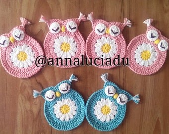 Crochet owl coaster Etsy