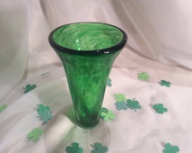 40% OFF SALE - Green Blown Glass Vase, Hand Blown Glass Trumpet Vase in - il_214x170.731256654_emsr