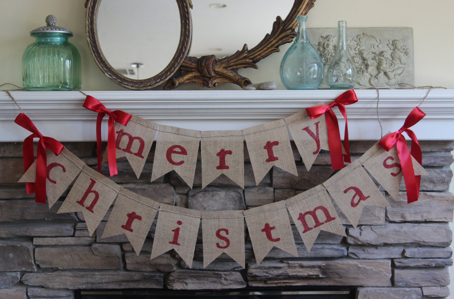 Merry Christmas Burlap Banner Christmas Banner Christmas