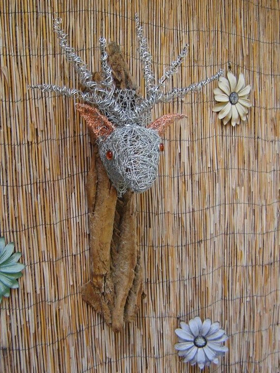 Deer Head Wire Sculpture Wire Deer Head Mounted Wall Decor on