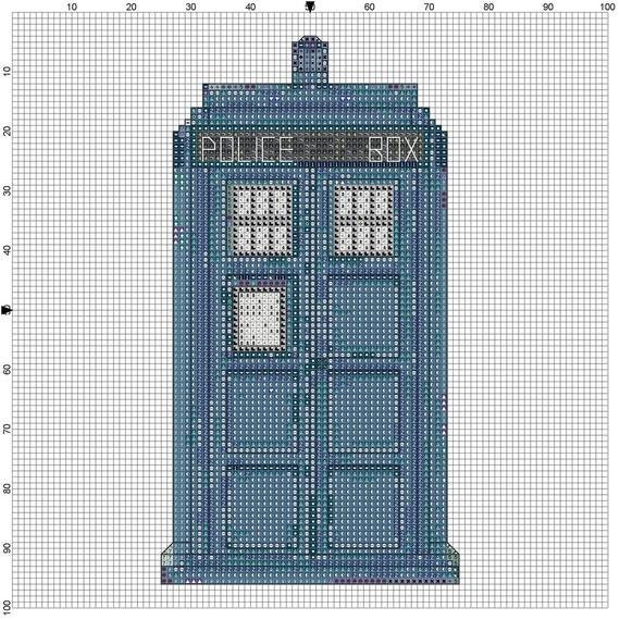 Download Cross Stitch Pattern Tardis from Dr. Who PDF Instant Dowload