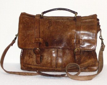 Vintage Tan Leather Briefcase,, Arpello,, Man Bag, Case, Attache ...