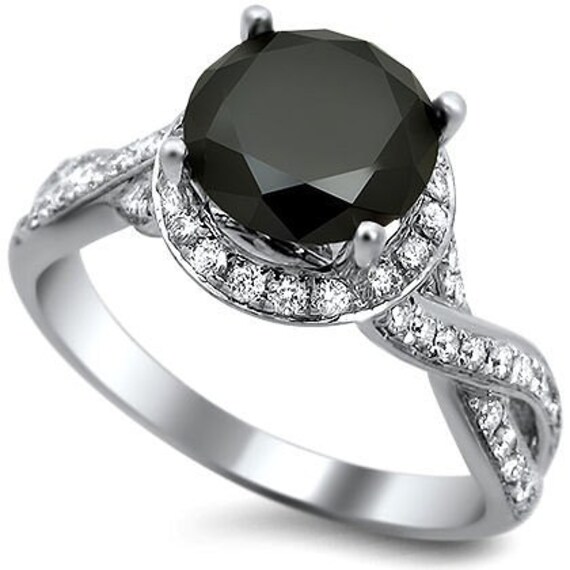 50 ct Black Diamond Solitaire ring mounting with White Diamonds in ...