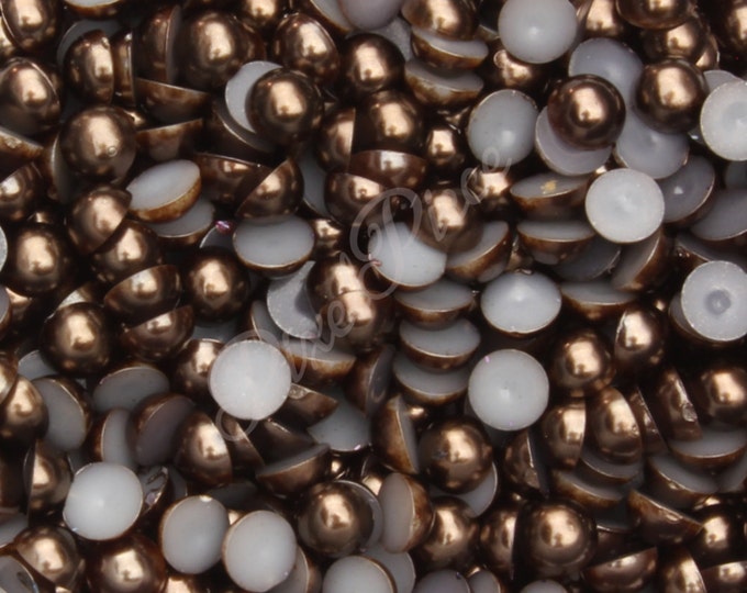 Coffee Half Pearl Gems Flat Back Face Art Nail Art Scrapbook Phone Decoration Cabochon 2mm 3mm 4mm 5mm 6mm 8MM