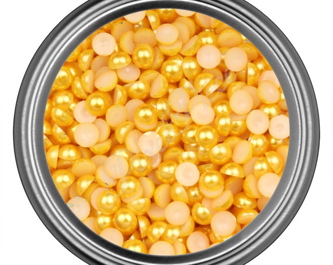 Gold Half Pearl Gems Flat Back Face Art Nail Art Scrapbook Phone Decoration Cabochon 2mm 3mm 4mm 5mm 6mm 8MM