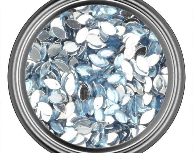 Light Blue Oval Rhinestone Gems Flat Back Face Art Nail Art Scrapbook Phone Decoration 3mm