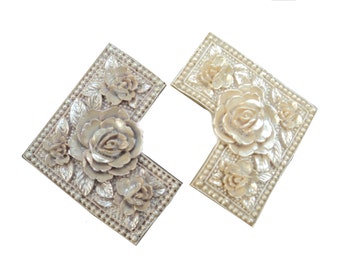 Vintage Art Deco Belt Buckle Sash Buckle Carved Celluloid Roses