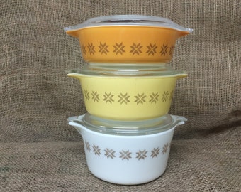 FULL SET Vintage Pyrex Town and Country Round Casserole Set 471 472 473