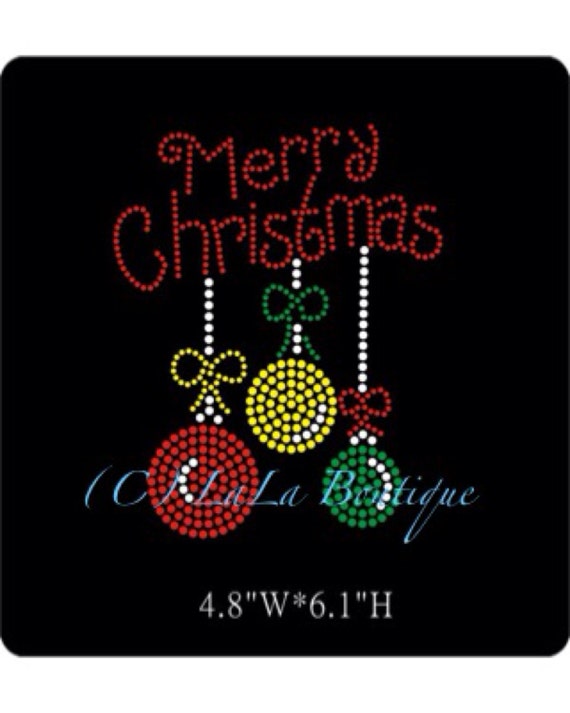 Merry Christmas Ornaments iron on Rhinestone by LaLaBoutiqueBling
