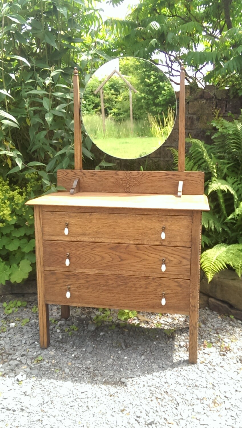 Beautiful Vintage Solid Wood Edwardian Dressing Table / Drawers Haute Juice
