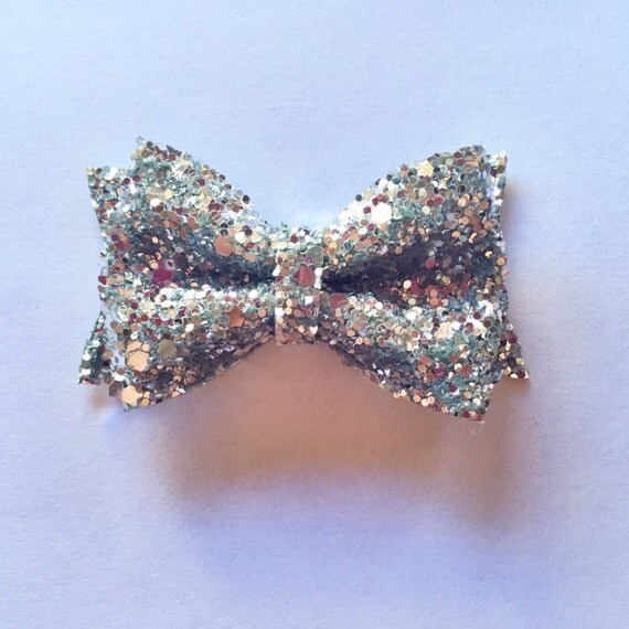 Silver Mini Glitter Bow