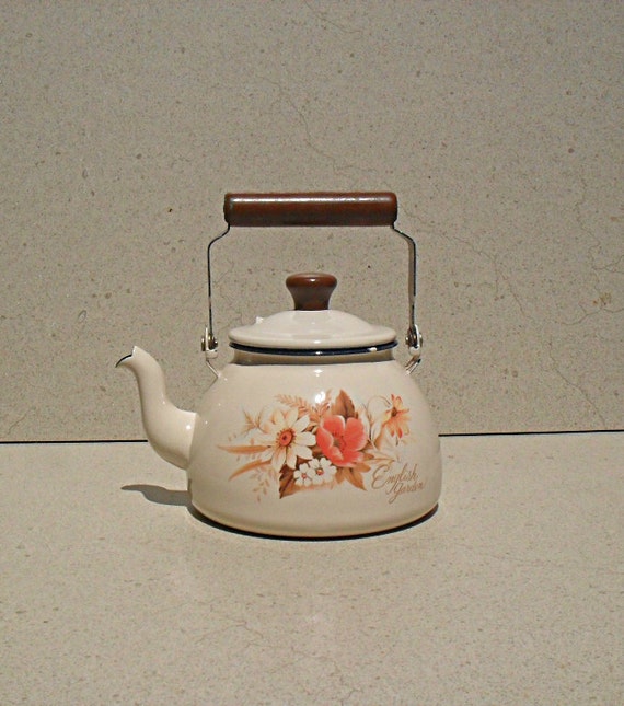Vintage steel enamel teapot . Japan 1970s. by on Etsy