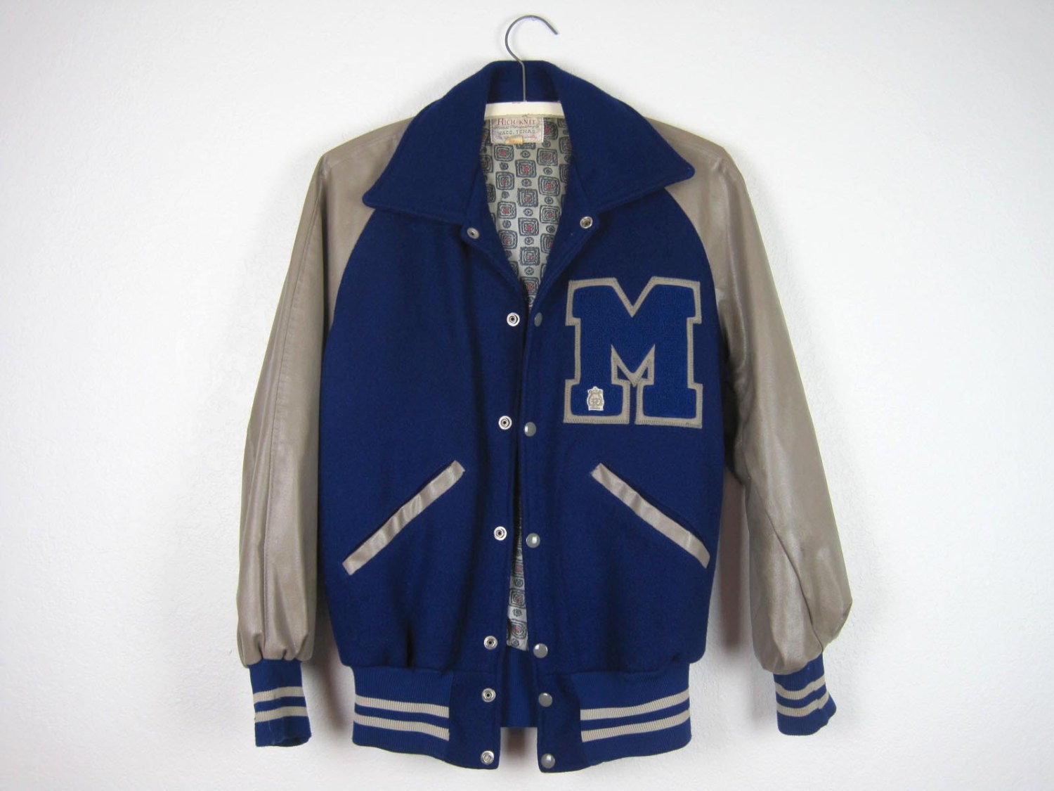 Vintage 60s Letterman Jacket Blue Mens Small