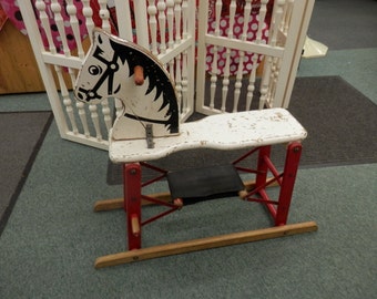 Red rocking horse | Etsy