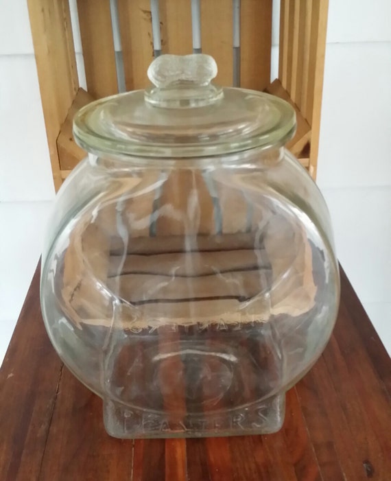 Planters Peanut fish bowl jar vintage jars by MuttonHollowCottage