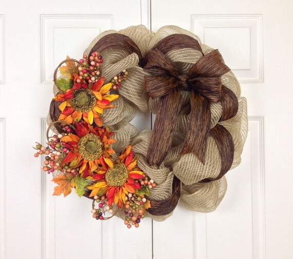 Sunflower Burlap Mesh Wreath