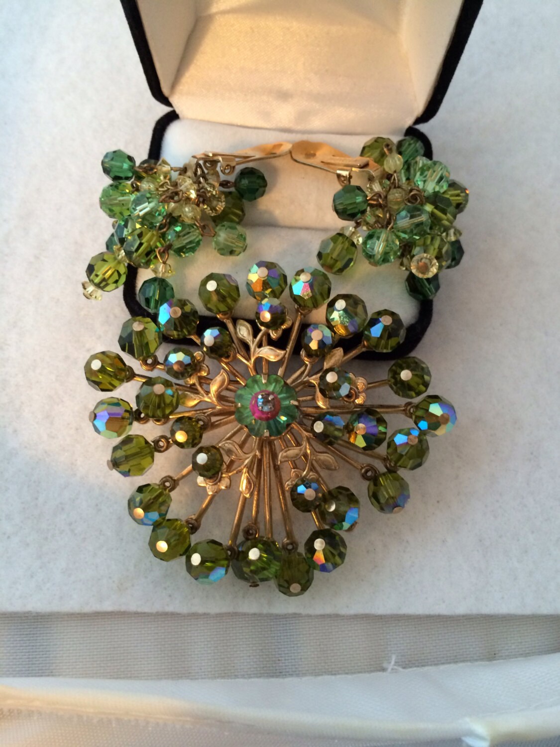 Vintage Juliana Style Brooch Green Tourmaline by HauteCoutureLaLa