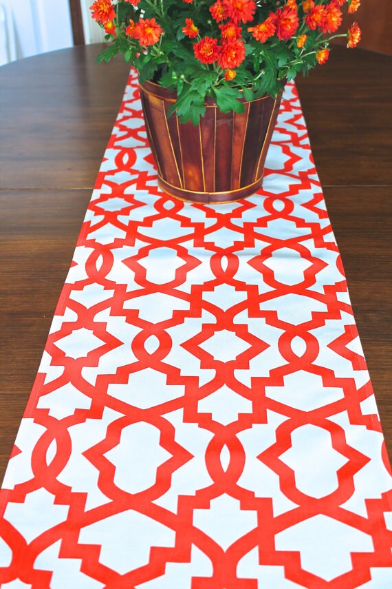 TABLE RUNNER NAVY Blue Tan Khaki Red Orange White Spa Blue