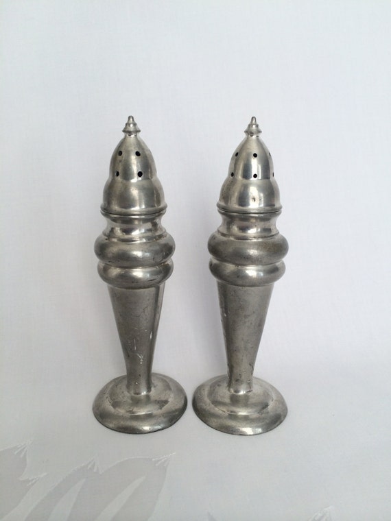 Quaker Pewter Set Salt and Pepper Quaker Shaker Set Pewter