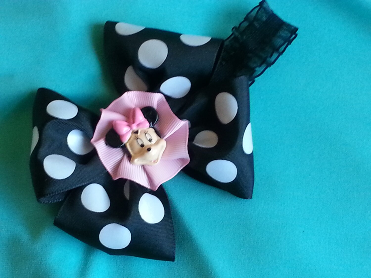 Minnie Mouse Bow Black And White Polka Dot Headband By Mitavera 1681