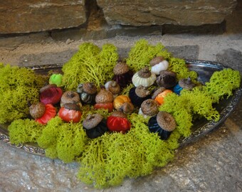 8 Handmade Velvet acorns with real acorn caps.