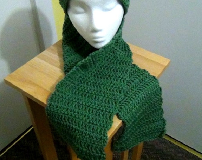 Crocheted Scarf - Light Sage Green Handmade Scarf - Winter Accessory from Maine