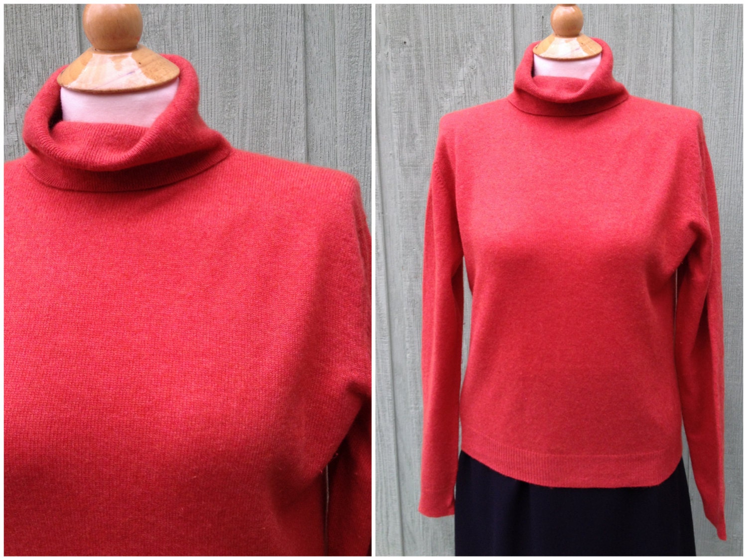 Dark Coral Colored Turtleneck Cashmere Sweater from Geneva