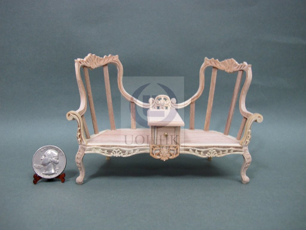 Download Miniature 1:12 Scale Love Seat With Table For Doll House