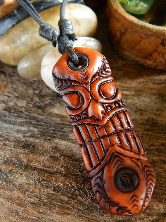 Talisman Surfer Maori Maui Necklace Naughty Tiki by 7thtribeDesign