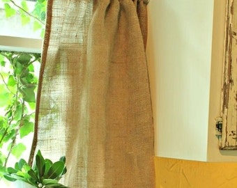 Cafe Curtain - Rustic Curtain - Burlap Cafe Curtain - Kitchen Drape - Burlap Curtain 53" x 24"