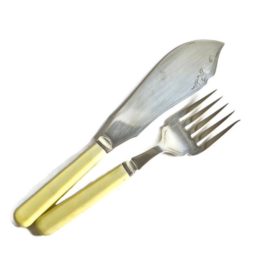 Antique Silverplate Flatware Fish Servers EPNS Fish Serving