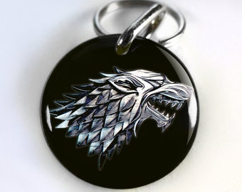Pet ID tags Dog Tags Dog Collar Pet ID Tags Game of Thrones Direwolf Stark - Black