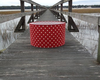 Drum Lamp Shade Red and White Ikat Polka Dot Lampshade