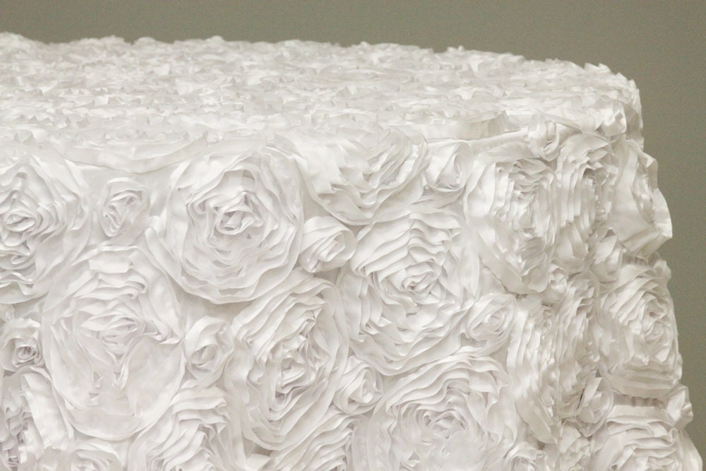 Rosette Tablecloth White Wedding Overlay Rosette Tablecloth White Wedding Overlay