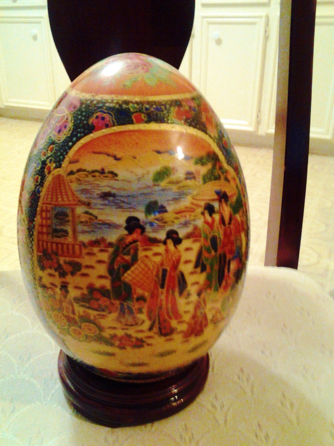 Oriental Porcelain Egg Home Decor Asian Egg by DivaSellerBoutique