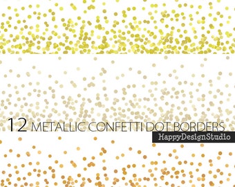 Digital border dot confetti glitter gold silver metallic dots clipart clip art invitation scrapbooking Christmas decoration paper crafts DIY