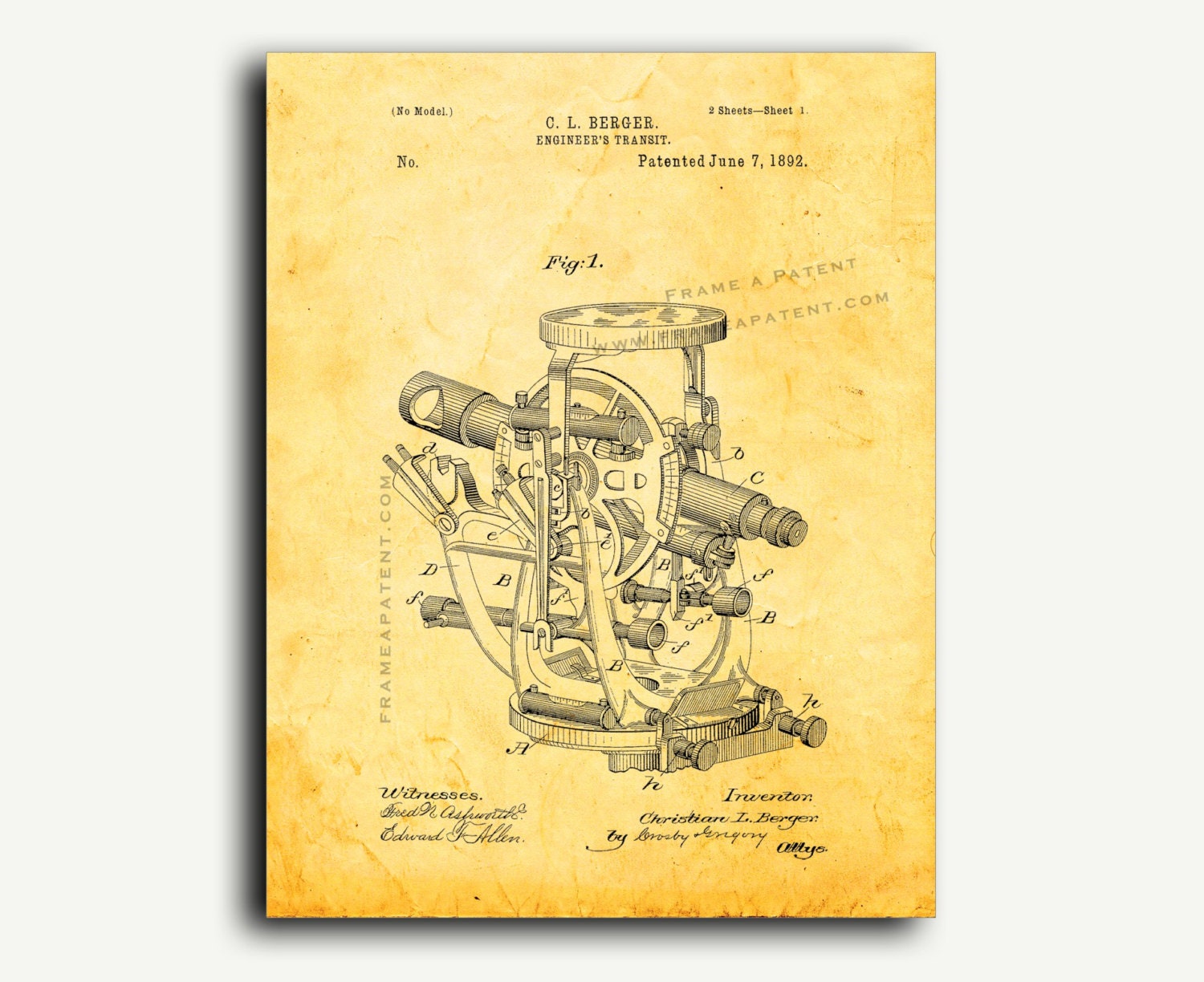Patent Poster Engineers Transit Patent Wall Art By Frameapatent