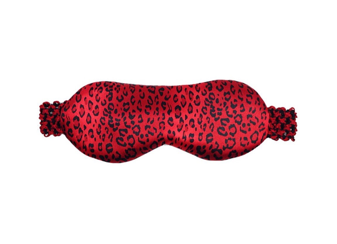 Red Leopard Sleep Mask Leopard Eye Mask Animal Print by SatinSwank