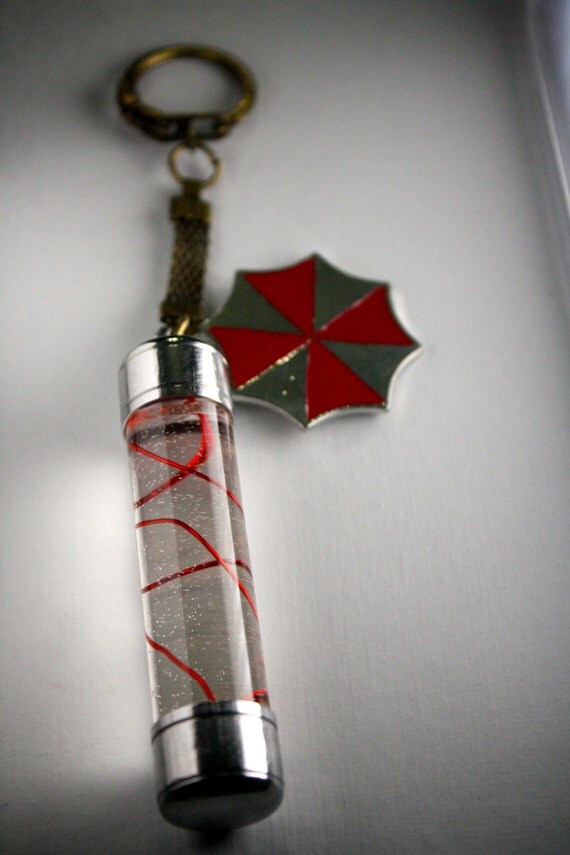 Resident Evil Inspired Red T Virus Capsule Pendant Keychain