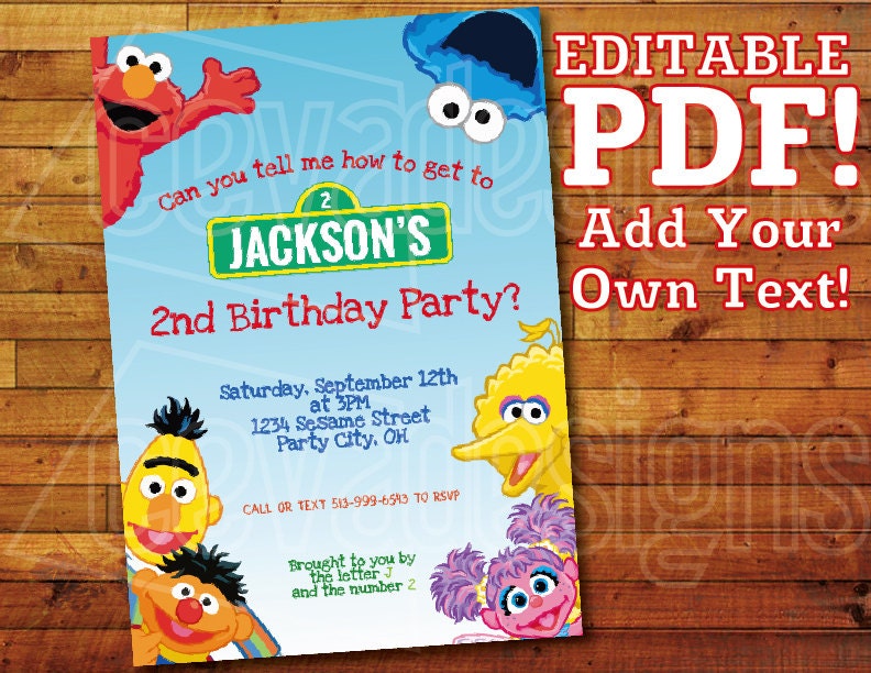 Printable Sesame Street Invitation for Sesame Street Birthday