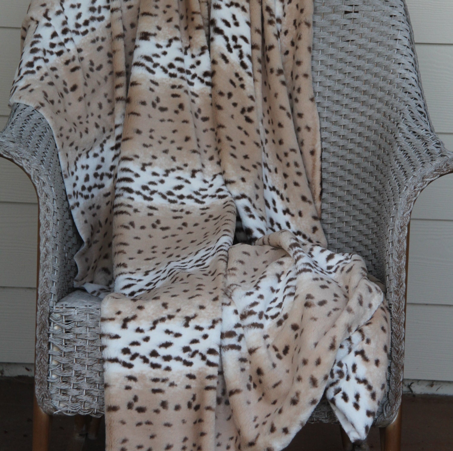Faux Fur snow leopard throw as soft and cuddly by KimberlysCuddles