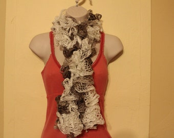 White and tan neutral colored sashay scarf
