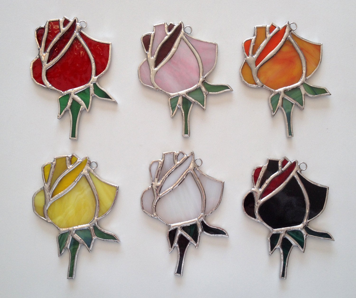 Handmade Stained Glass Rose/Rosebud Suncatcher by QTSG on Etsy