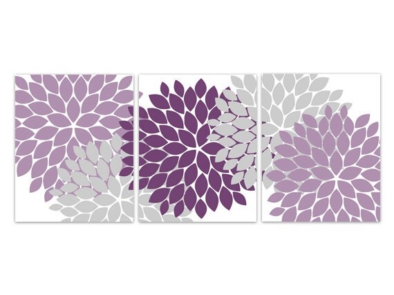 Items similar to Home Decor Wall Art, Purple and Grey ...