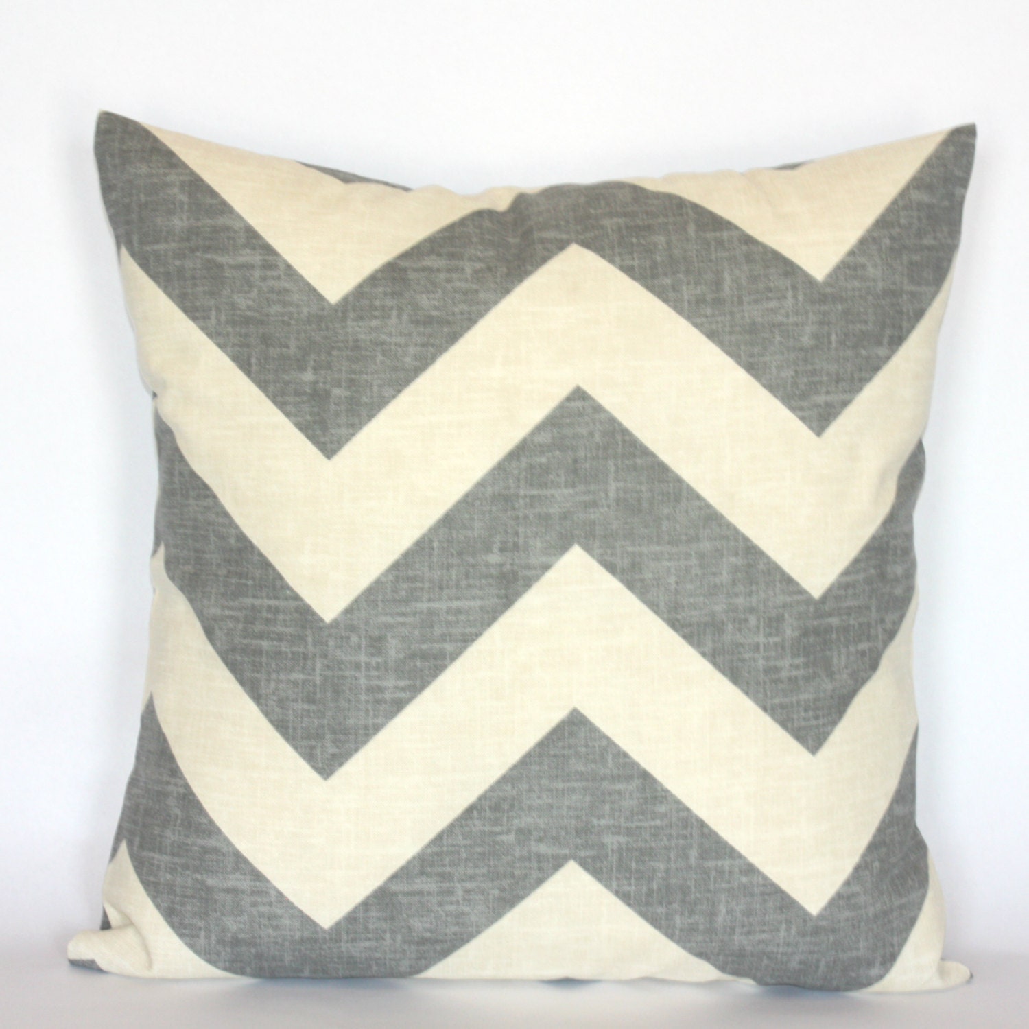 Chevron Pillow Cover 20 x 20 inch Cream and Grey Blue Slate