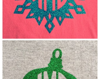 Winter Glitter Iron On Monogram Decal